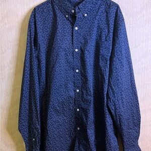 Chaps Blue Casual Button Down Shirt with Polka Dot Pattern